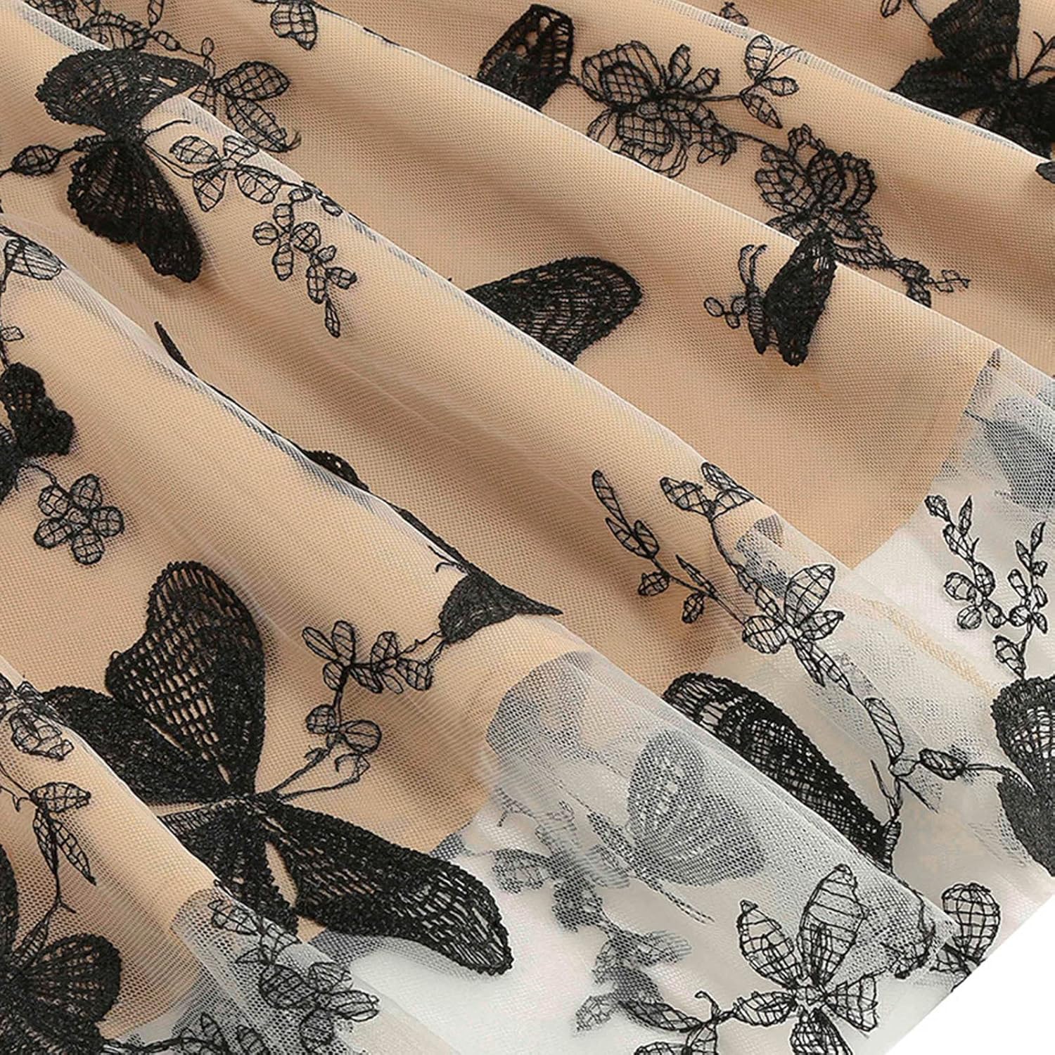 HGps8w Vintage Cocktail Dress for Women, Elegant Butterfly Embroidered Lace V Neck Sleeveless A-Line Party Swing Dresses