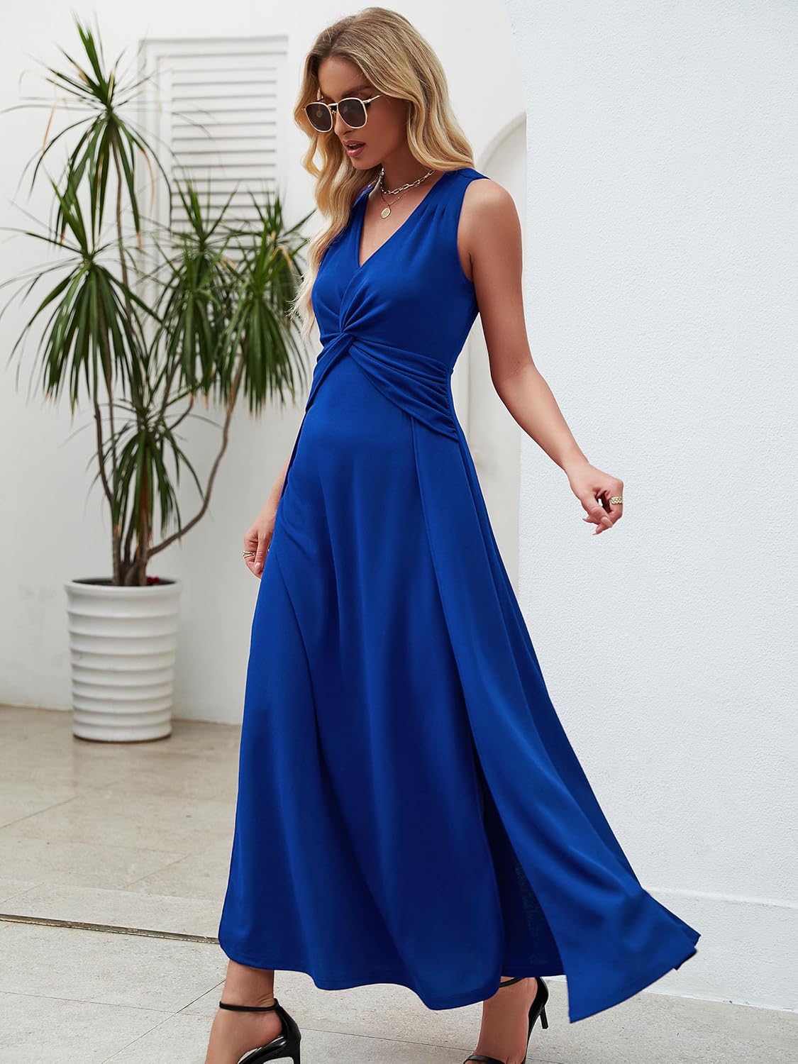 Wedding Guest Dresses for Women 2025 V Neck Formal Dresses for Women Sleeveless Evening