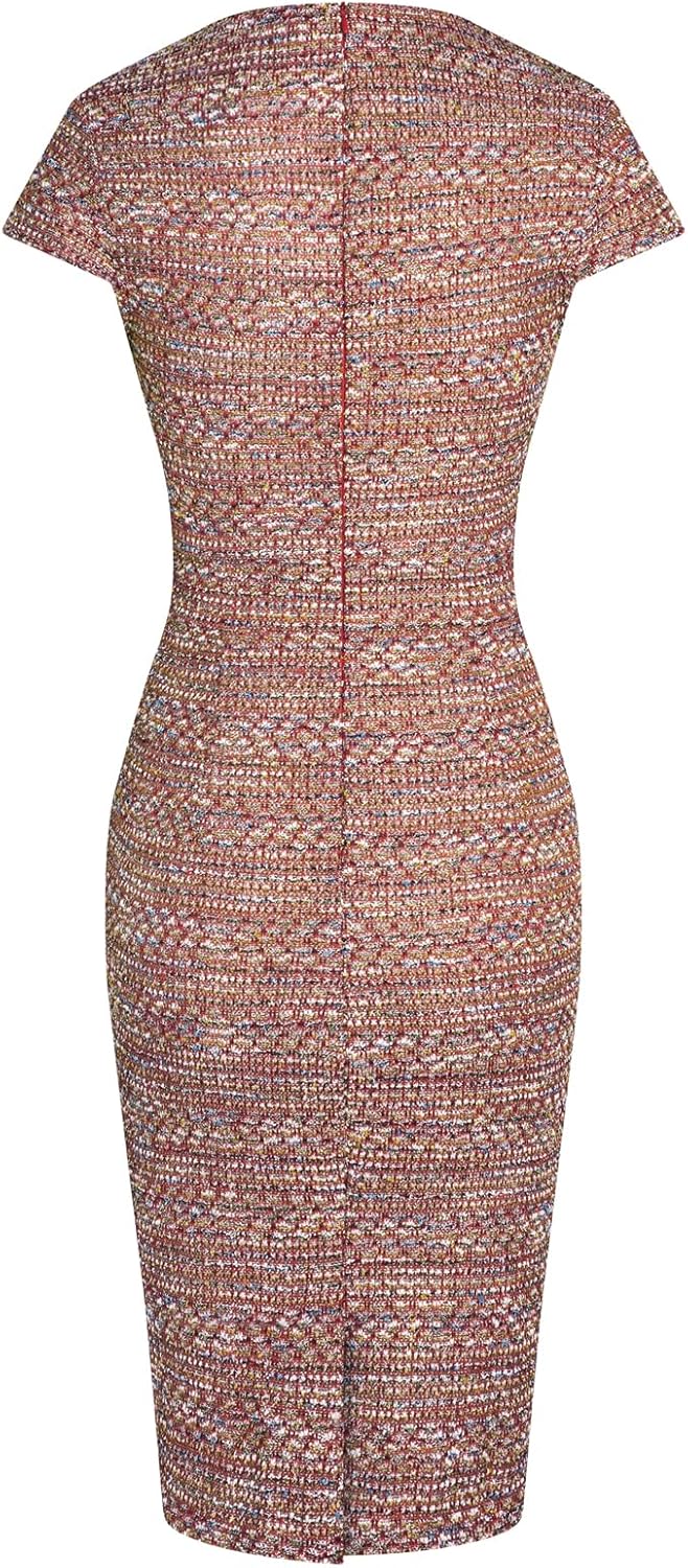 GRACE KARIN Women's Gorgeous Pencil Dress Cap Sleeve Tweed Pencil Dress for Work