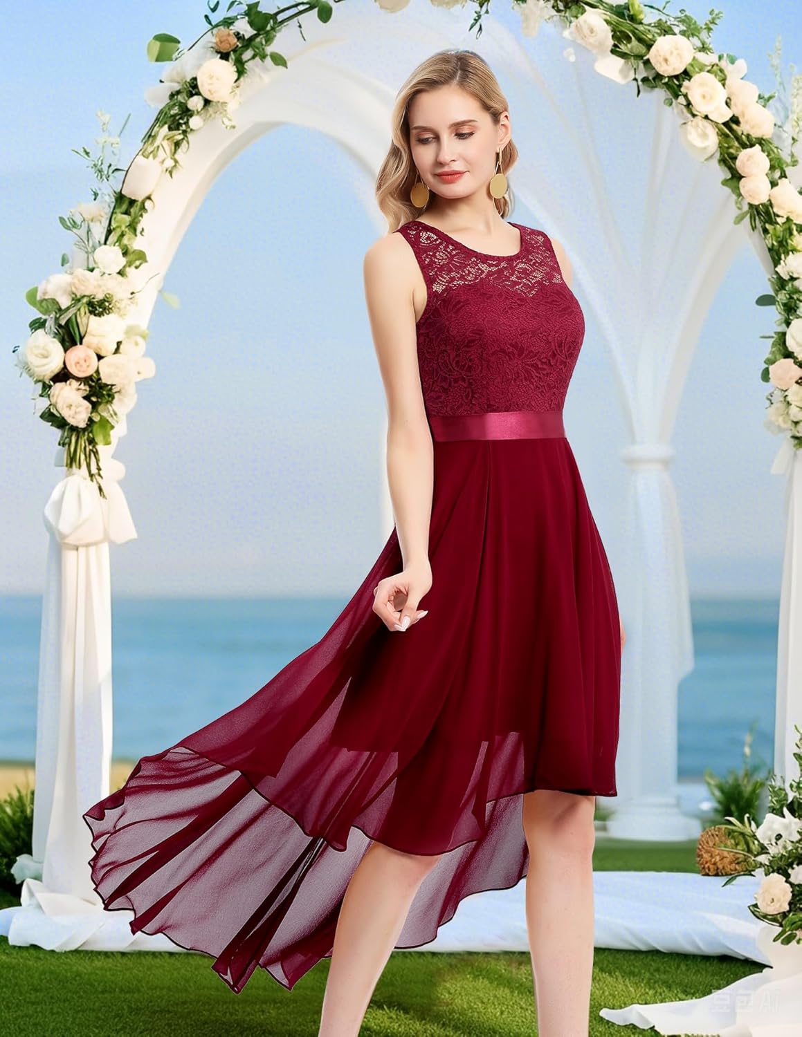 BeryLove Cocktail Prom Dresses 2025 Formal Wedding Guest Dresses Sleeveless Lace High Low Homecoming Dress