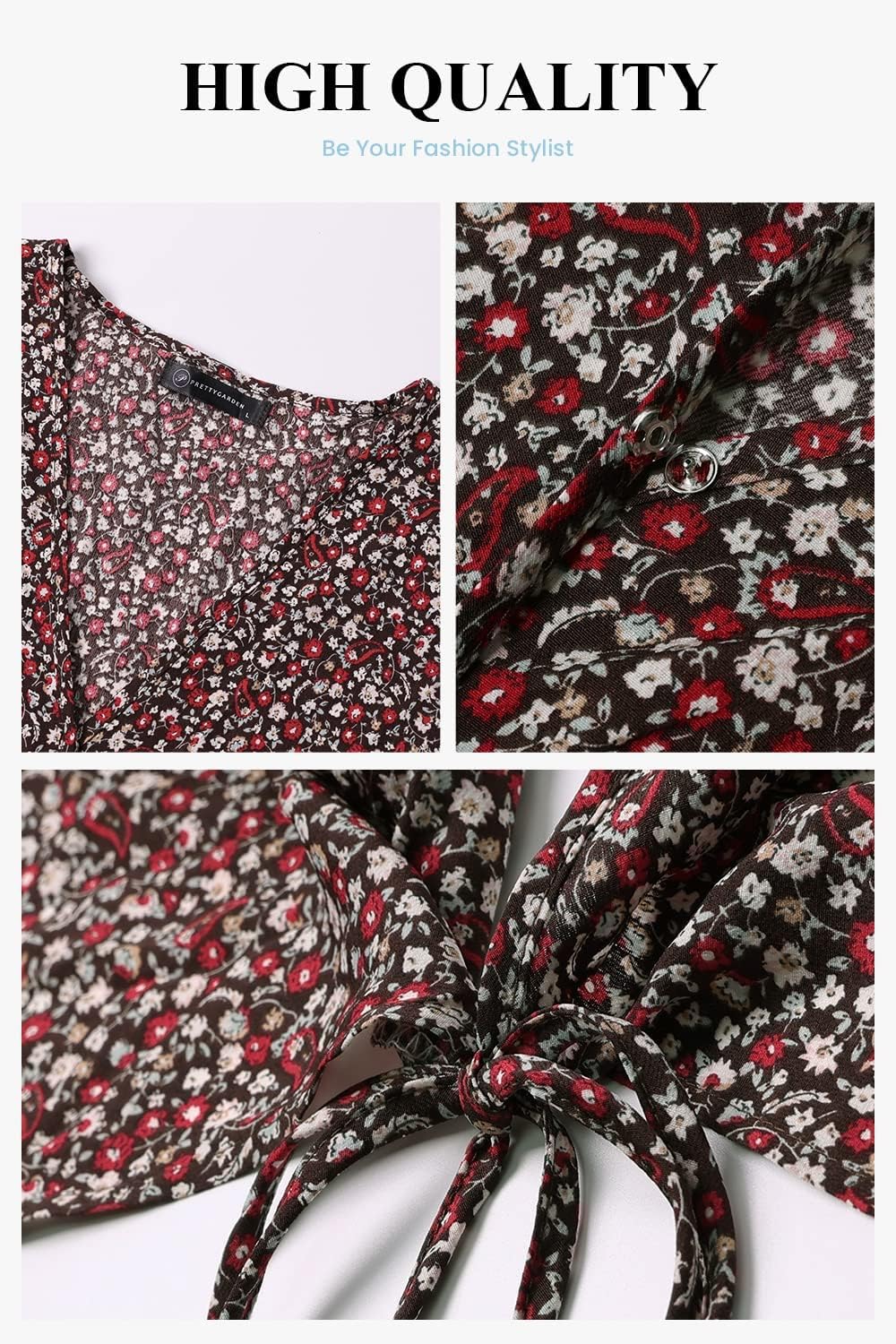 PRETTYGARDEN Women's Summer Wrap Maxi Dress Casual Short Sleeve Floral Boho V Neck Split Ruffle Beach Long Dresses