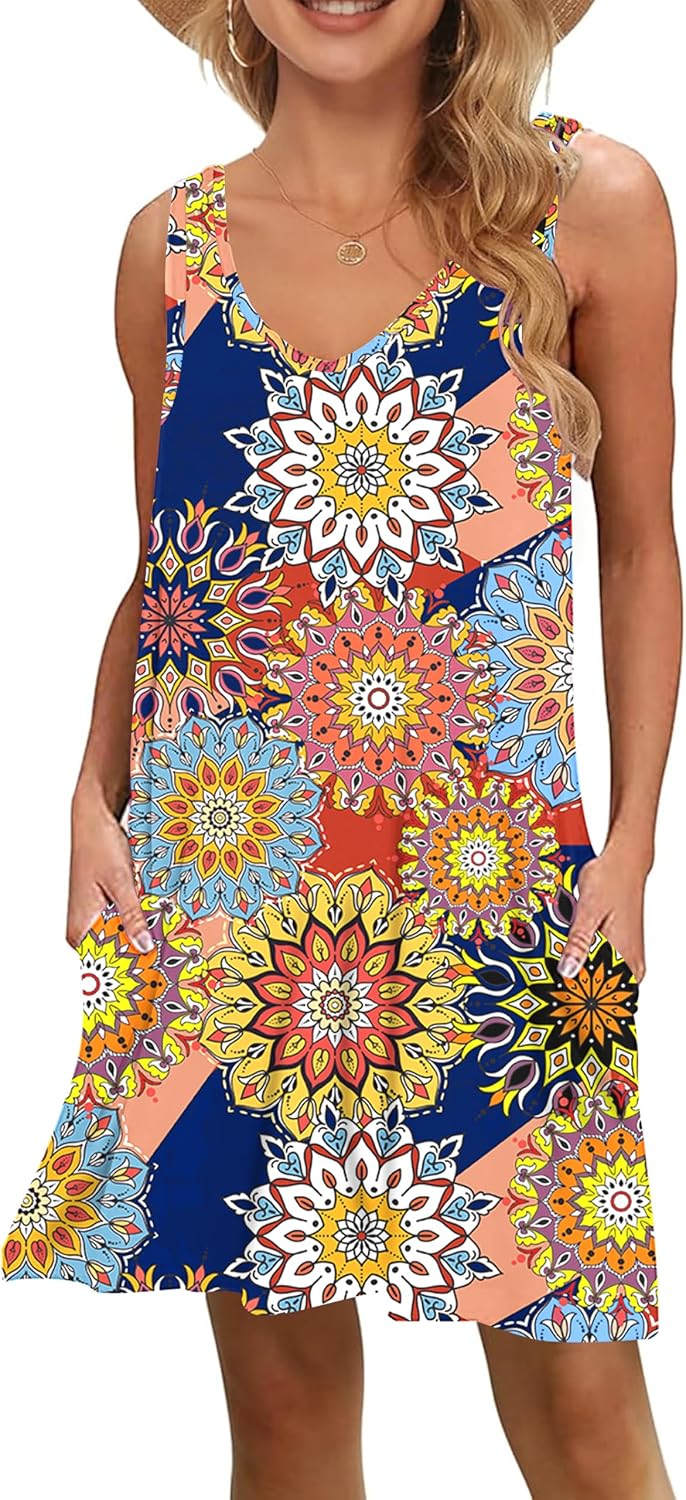 MISFAY Women's Summer Casual T Shirt Dresses Beach Cover up Tank Dress