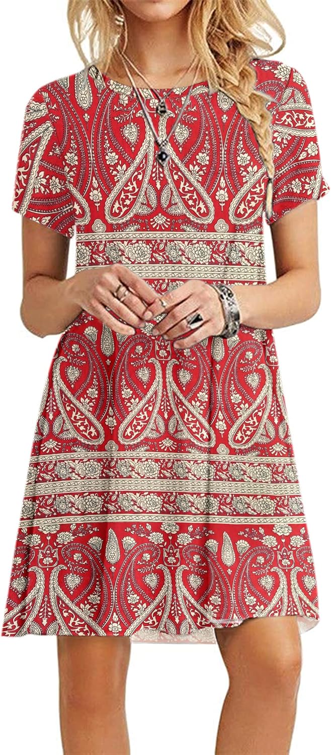 MOLERANI Women's Casual Plain Simple T-Shirt Loose Dress