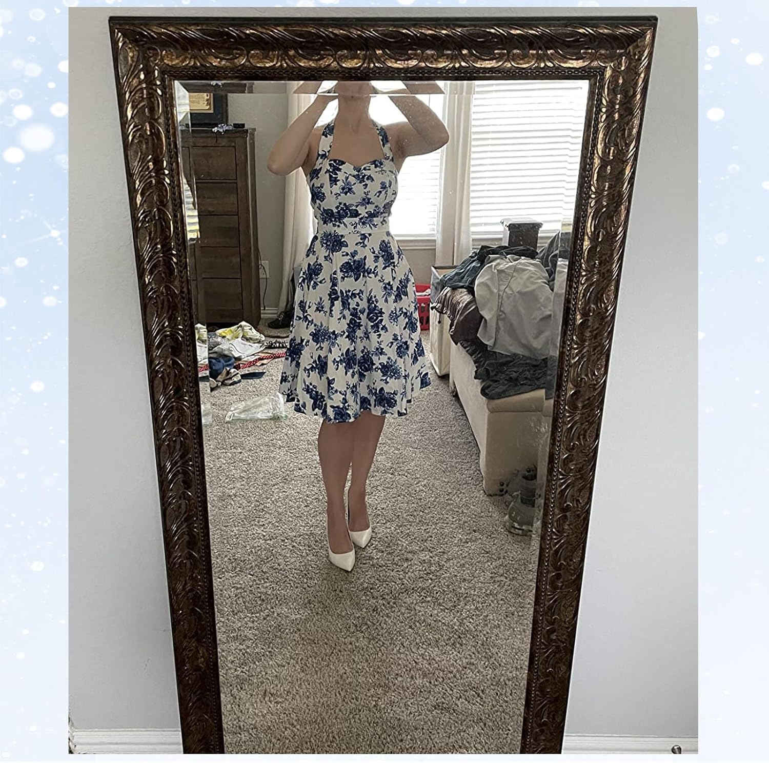 Topdress Women'sVintage Polka Audrey Dress 1950s Halter Retro Cocktail Dress
