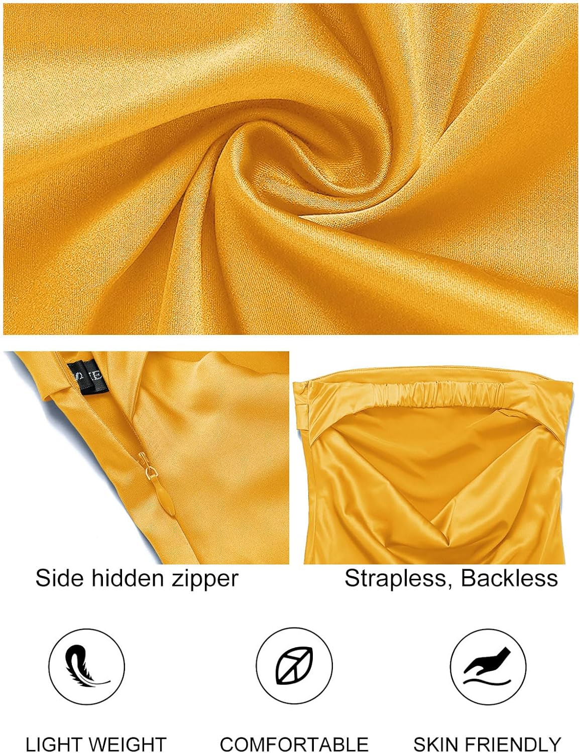 MEROKEETY Women 2025 Summer Strapless Satin Tube Bodycon Backless Wedding Guest Maxi Dress