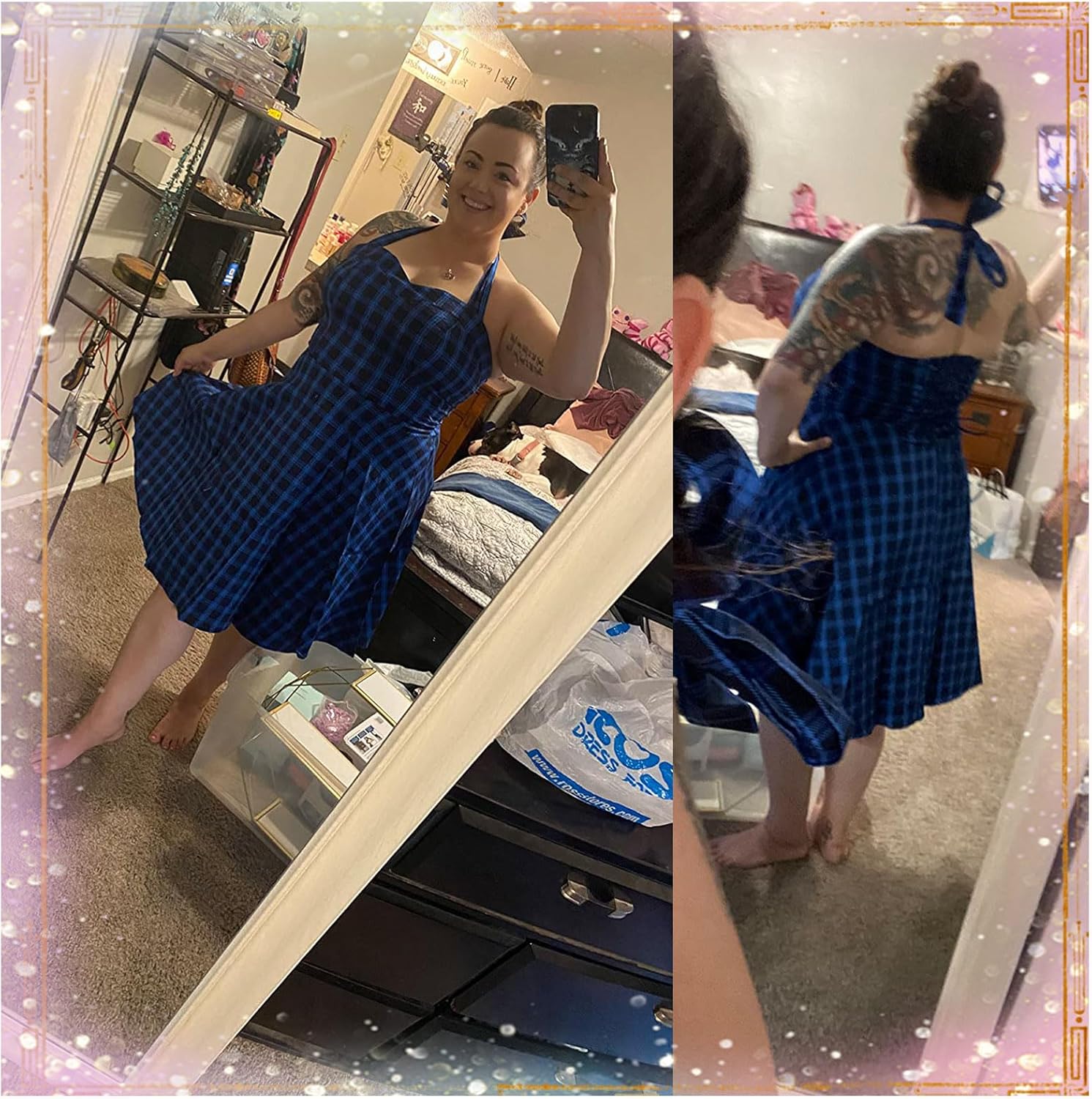 Topdress Women'sVintage Polka Audrey Dress 1950s Halter Retro Cocktail Dress