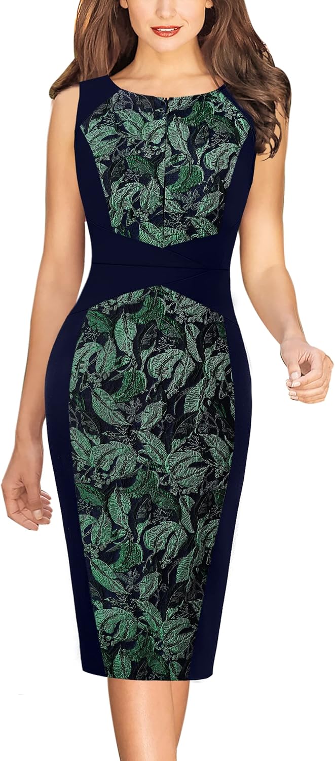VFSHOW Womens Elegant Slim Front Zipper up Work Business Office Party Sheath Dress