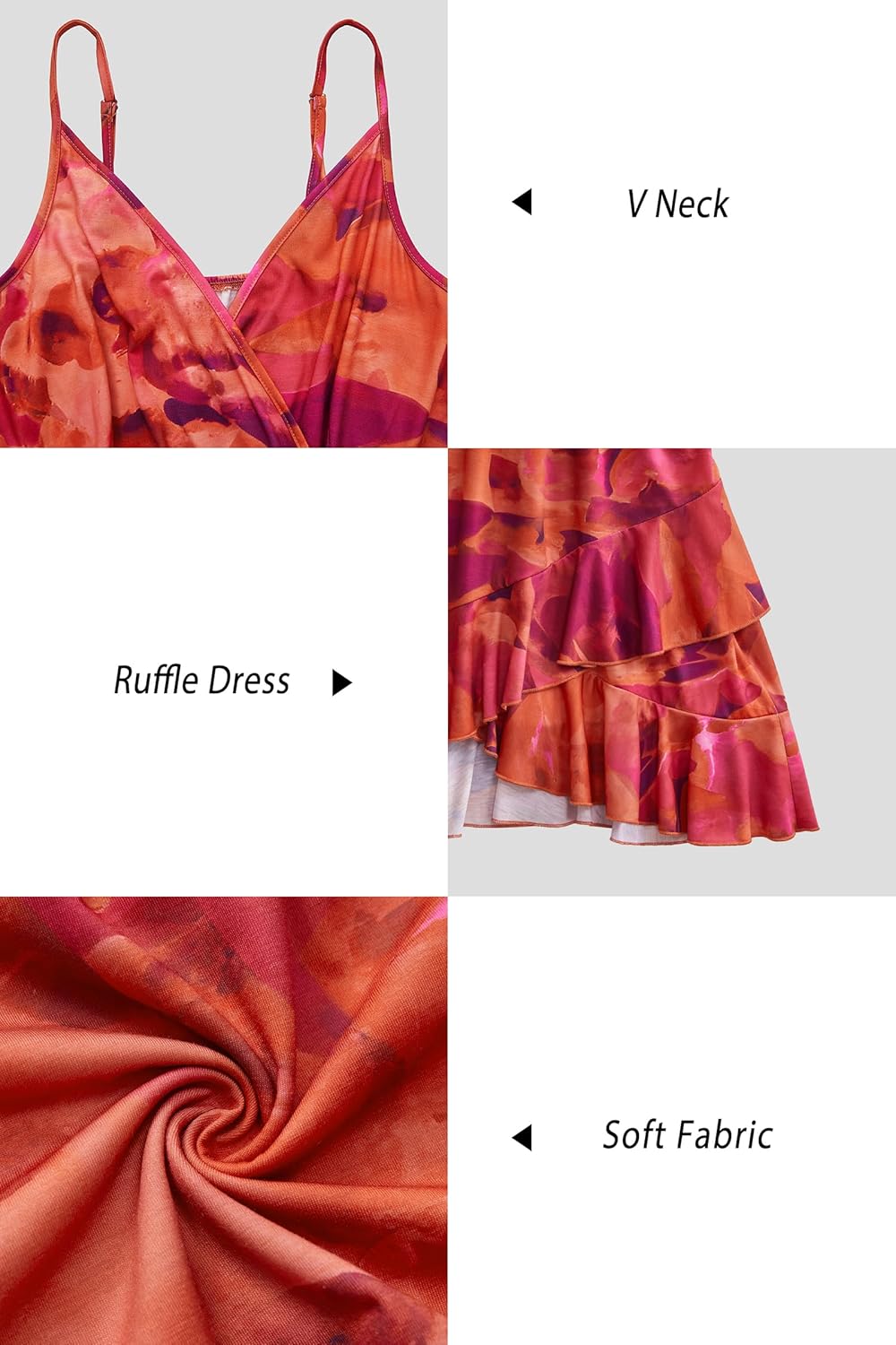 ULTRANICE Womens Summer Dresses Floral V Neck Ruffled Hem Spaghetti Spring Casual Beach Outfits Flowy Wrap Sun Dress