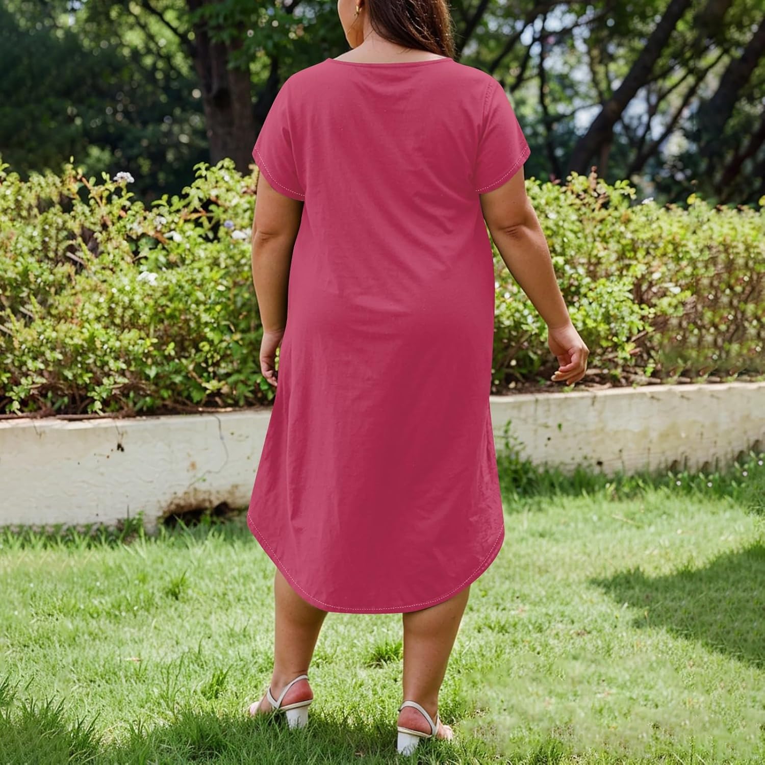 Maxi Dresses for Women 2025 Plus Size Tie Dye V Neck Dress Short Sleeve Side Split Beach Summer Sundress with Pocket