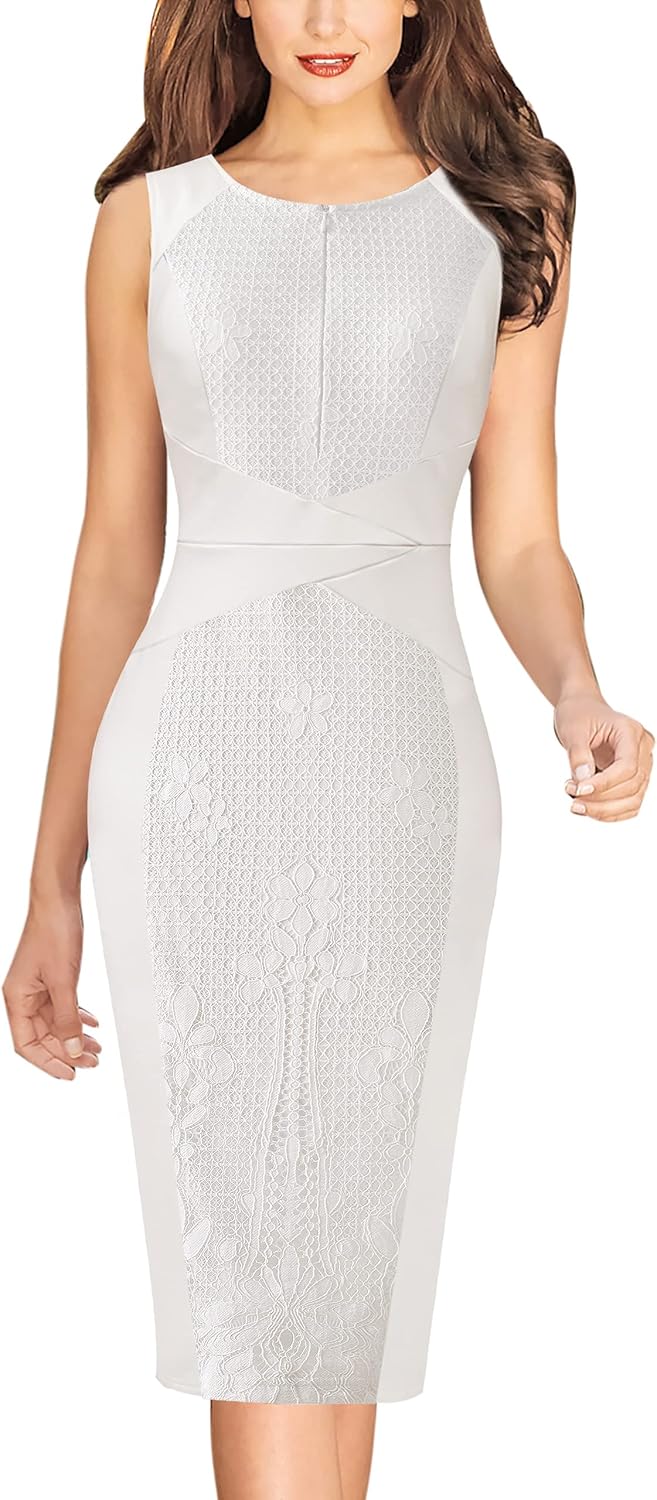 VFSHOW Womens Elegant Slim Front Zipper up Work Business Office Party Sheath Dress