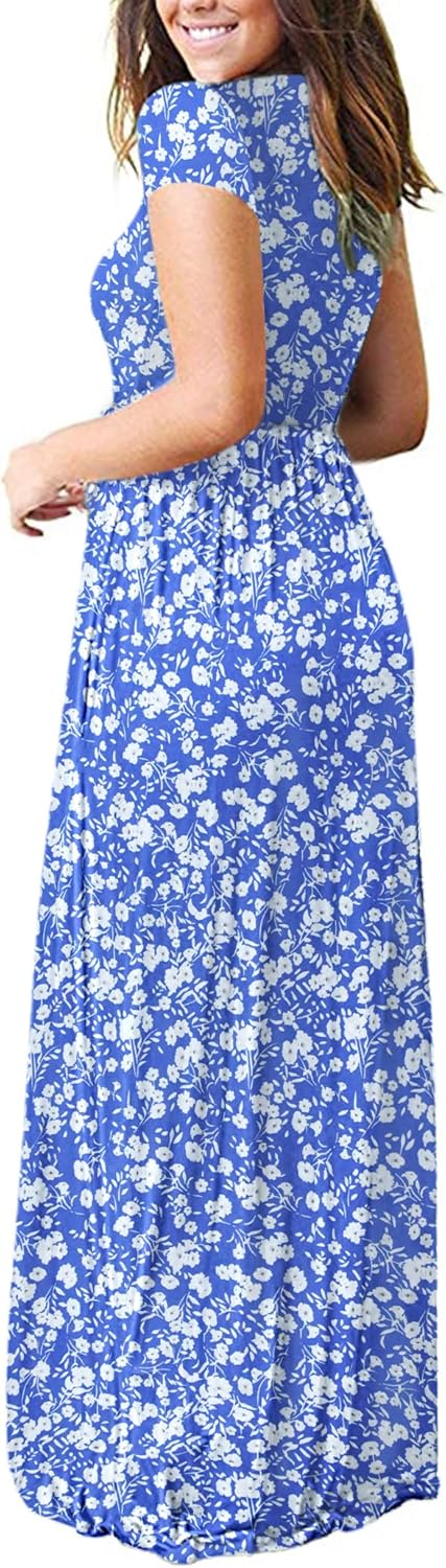 AUSELILY Women's Short Sleeve Loose Plain Casual Long Maxi Dresses for Women 2025
