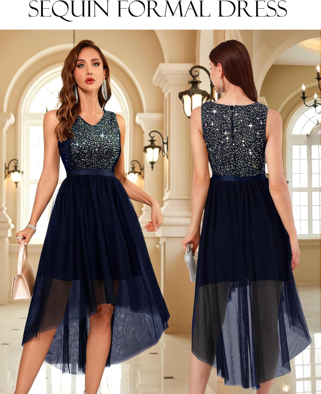BeryLove Cocktail Prom Dresses 2025 Formal Wedding Guest Dresses Sleeveless Lace High Low Homecoming Dress