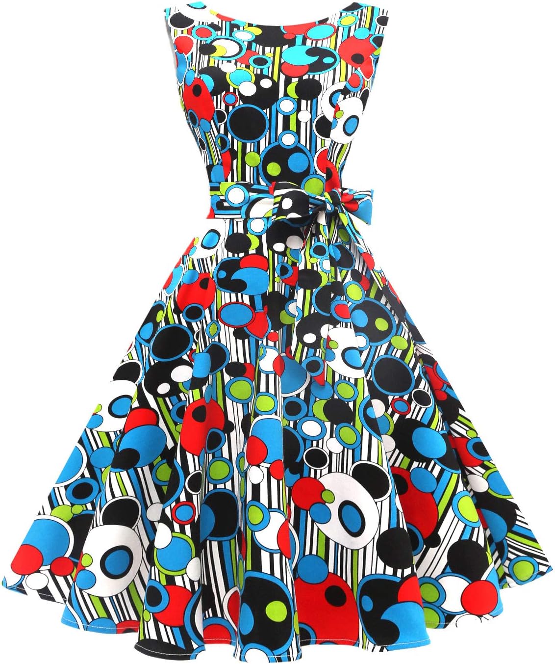 Hanpceirs Women's Boatneck Sleeveless Swing Vintage 1950s Cocktail Dress New