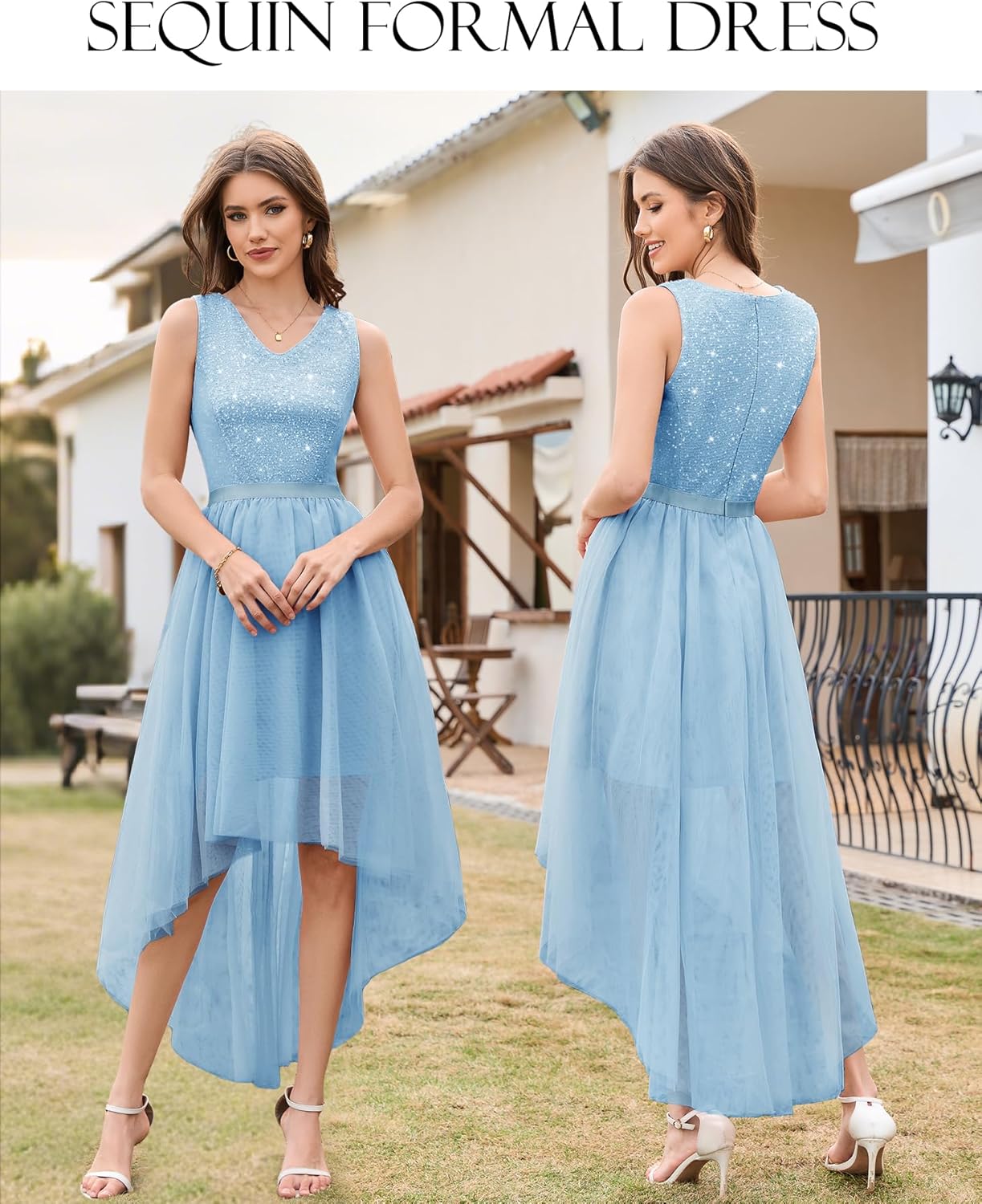 BeryLove Cocktail Prom Dresses 2025 Formal Wedding Guest Dresses Sleeveless Lace High Low Homecoming Dress