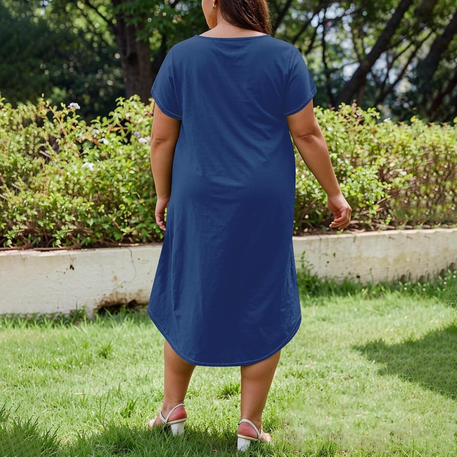 Maxi Dresses for Women 2025 Plus Size Tie Dye V Neck Dress Short Sleeve Side Split Beach Summer Sundress with Pocket