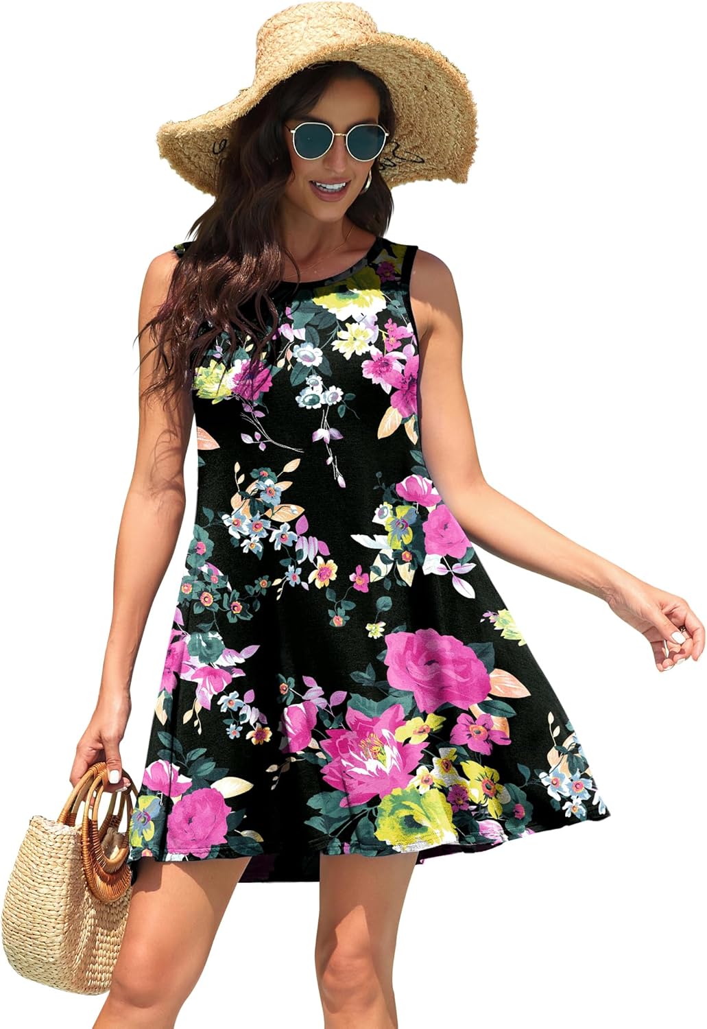 WEACZZY Women Summer Casual Swing T Shirt Dresses Beach Cover up Loose Dress