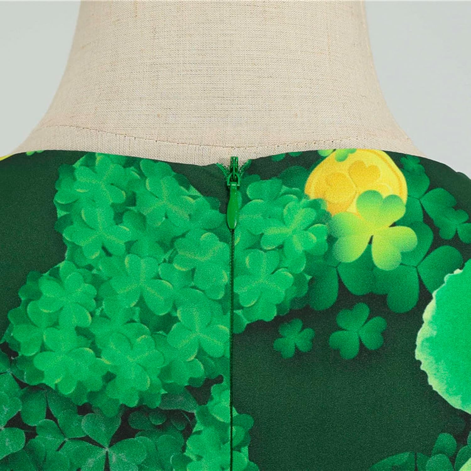 aihihe St Patricks Day Dress for Women A Line Pleated Hepburn Dress Lukcy Shamrock Print Irish Dress 2024 Vintage Dress