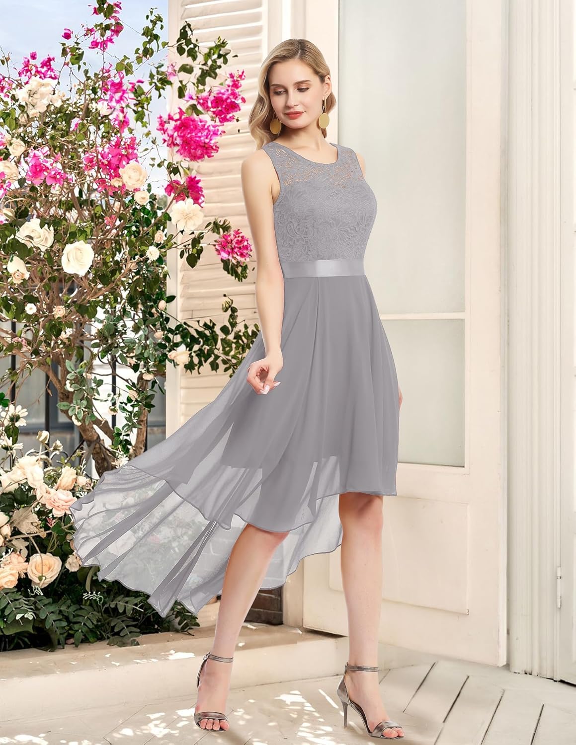 BeryLove Cocktail Prom Dresses 2025 Formal Wedding Guest Dresses Sleeveless Lace High Low Homecoming Dress