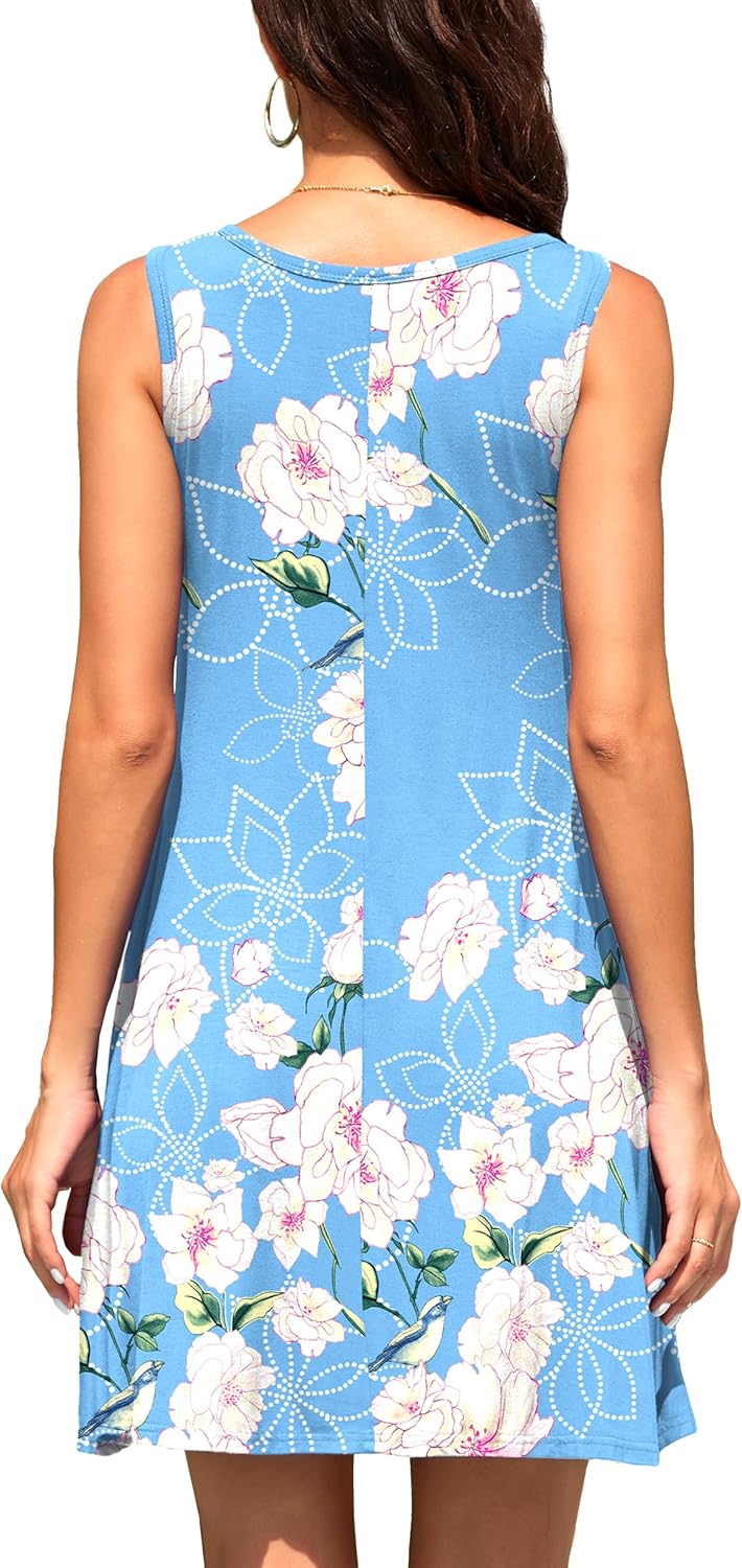 WEACZZY Women Summer Casual Swing T Shirt Dresses Beach Cover up Loose Dress
