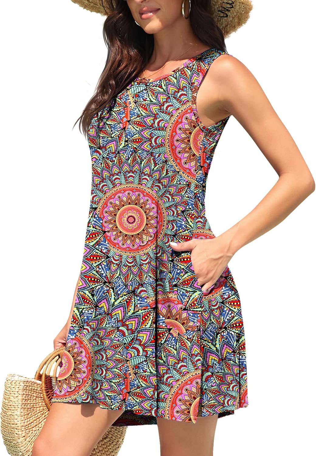 WEACZZY Women Summer Casual Swing T Shirt Dresses Beach Cover up Loose Dress