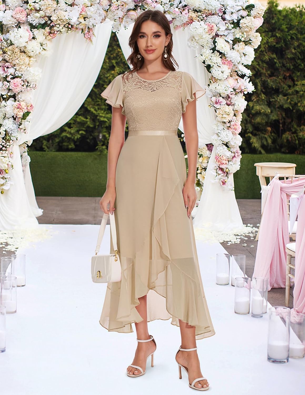 BeryLove Formal Dresses for Women 2025 Wedding Guest with Slit Cocktail Elegant Lace Long Prom Dress