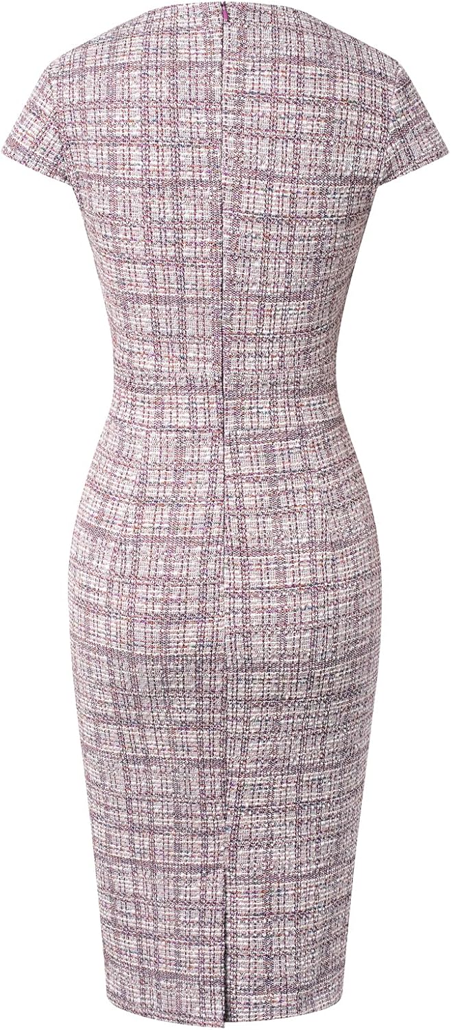 GRACE KARIN Women's Gorgeous Pencil Dress Cap Sleeve Tweed Pencil Dress for Work