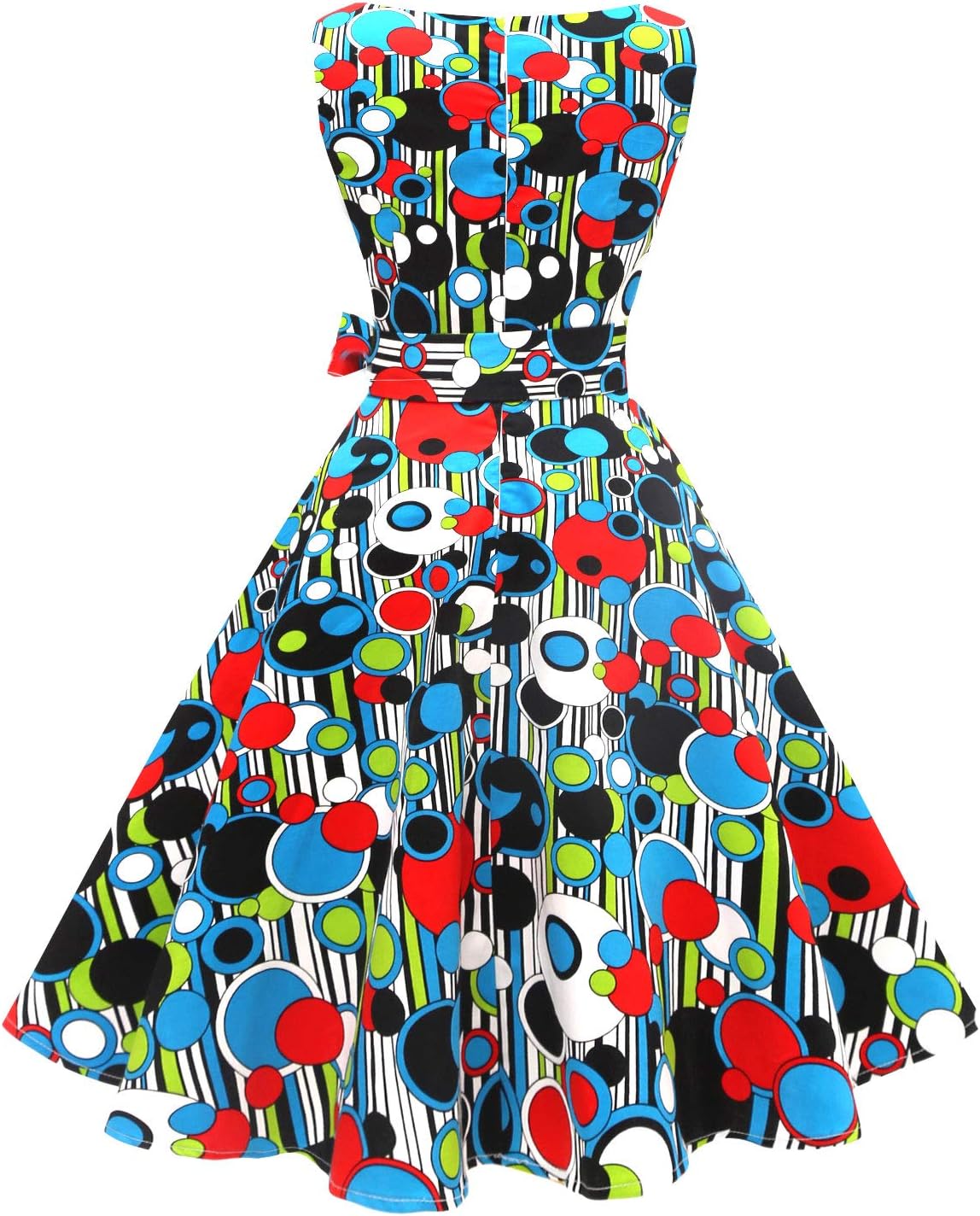 Hanpceirs Women's Boatneck Sleeveless Swing Vintage 1950s Cocktail Dress New