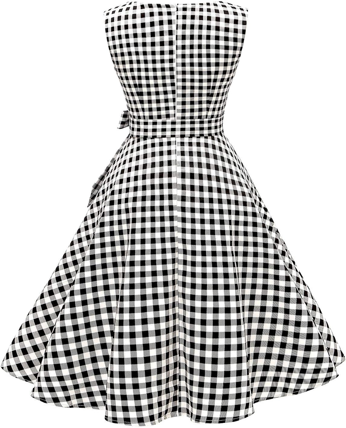 Hanpceirs Women's Boatneck Sleeveless Swing Vintage 1950s Cocktail Dress New