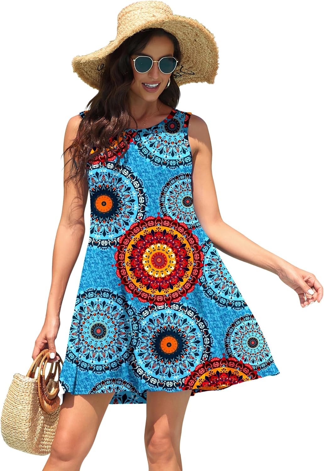 WEACZZY Women Summer Casual Swing T Shirt Dresses Beach Cover up Loose Dress