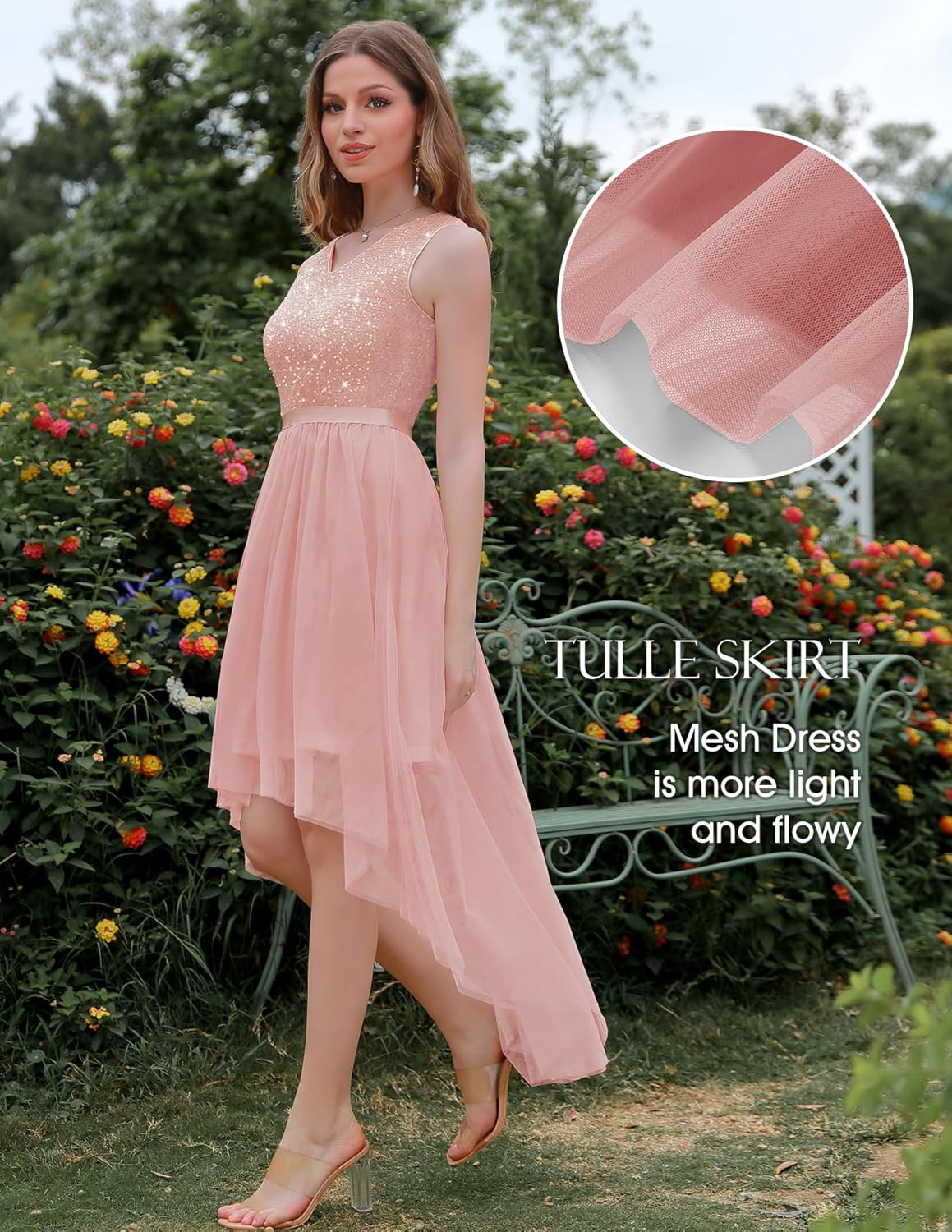 BeryLove Cocktail Prom Dresses 2025 Formal Wedding Guest Dresses Sleeveless Lace High Low Homecoming Dress