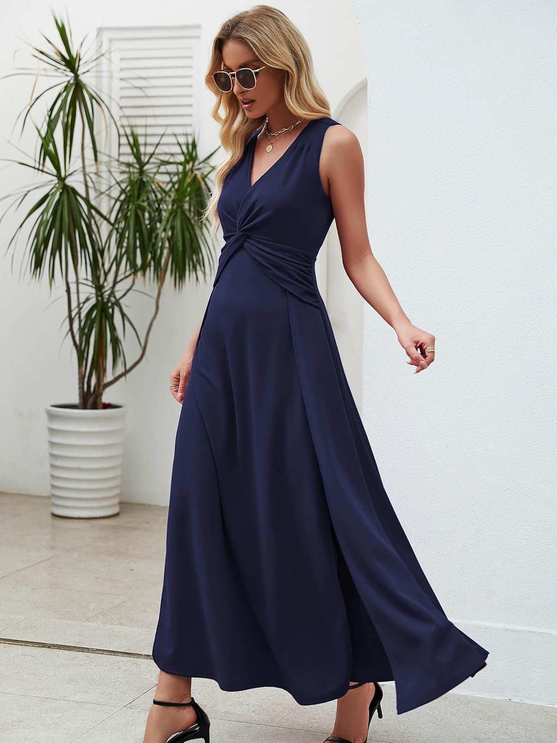 Wedding Guest Dresses for Women 2025 V Neck Formal Dresses for Women Sleeveless Evening