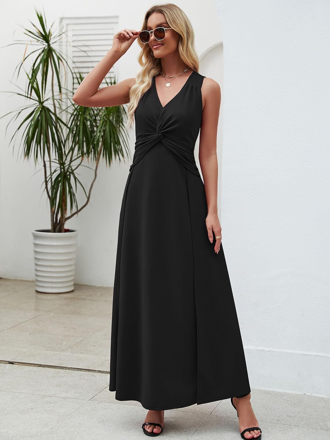 Wedding Guest Dresses for Women 2025 V Neck Formal Dresses for Women Sleeveless Evening