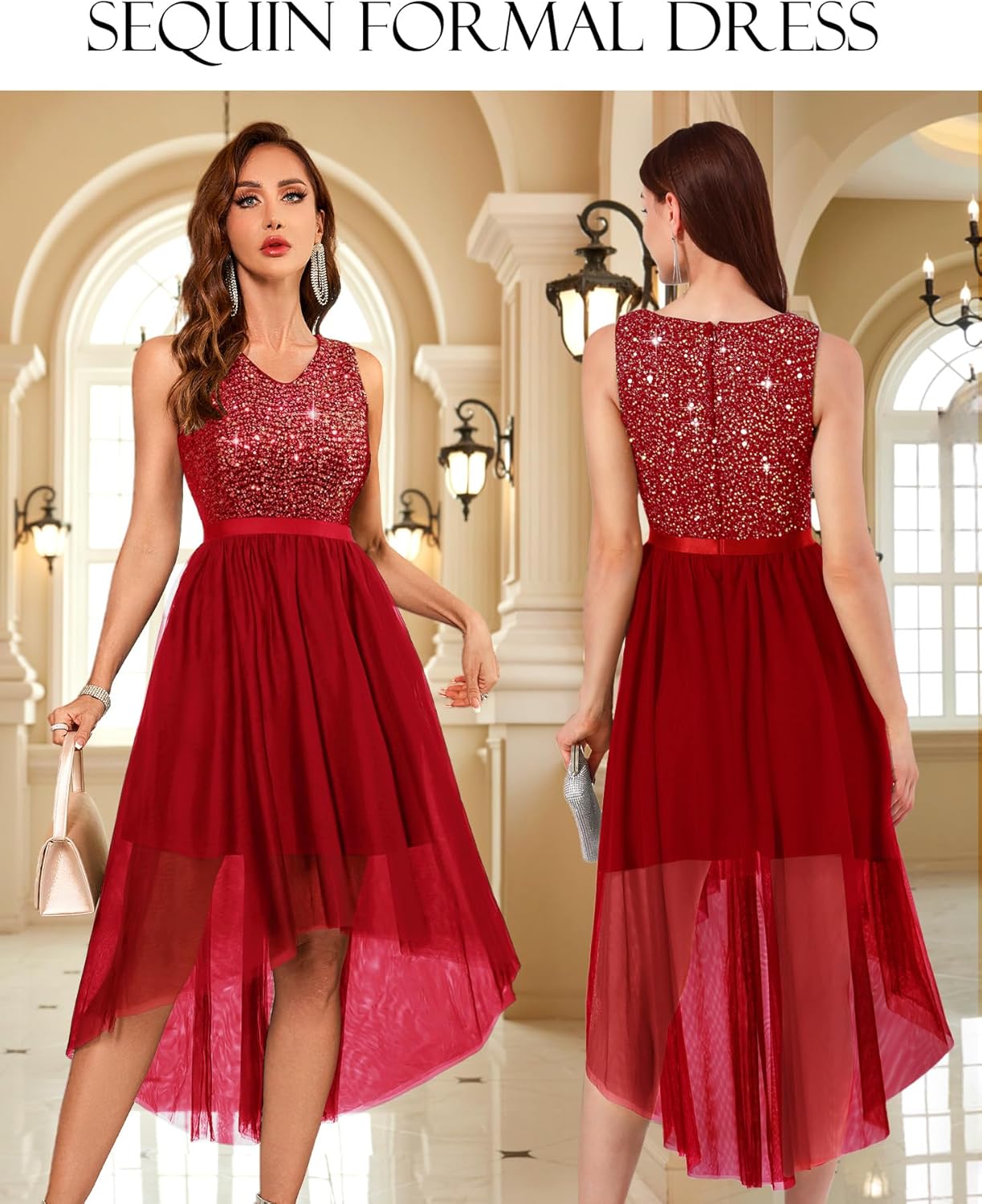 BeryLove Cocktail Prom Dresses 2025 Formal Wedding Guest Dresses Sleeveless Lace High Low Homecoming Dress
