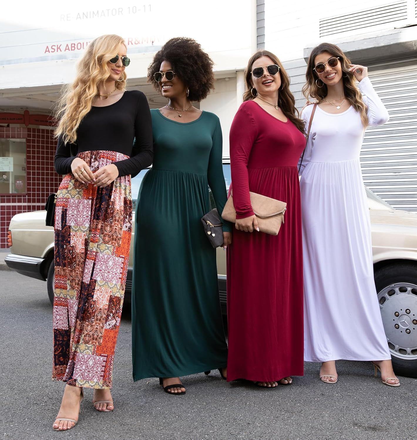 VIISHOW Women's Long Sleeve Loose Plain Maxi Dresses Casual Long Dresses with Pockets