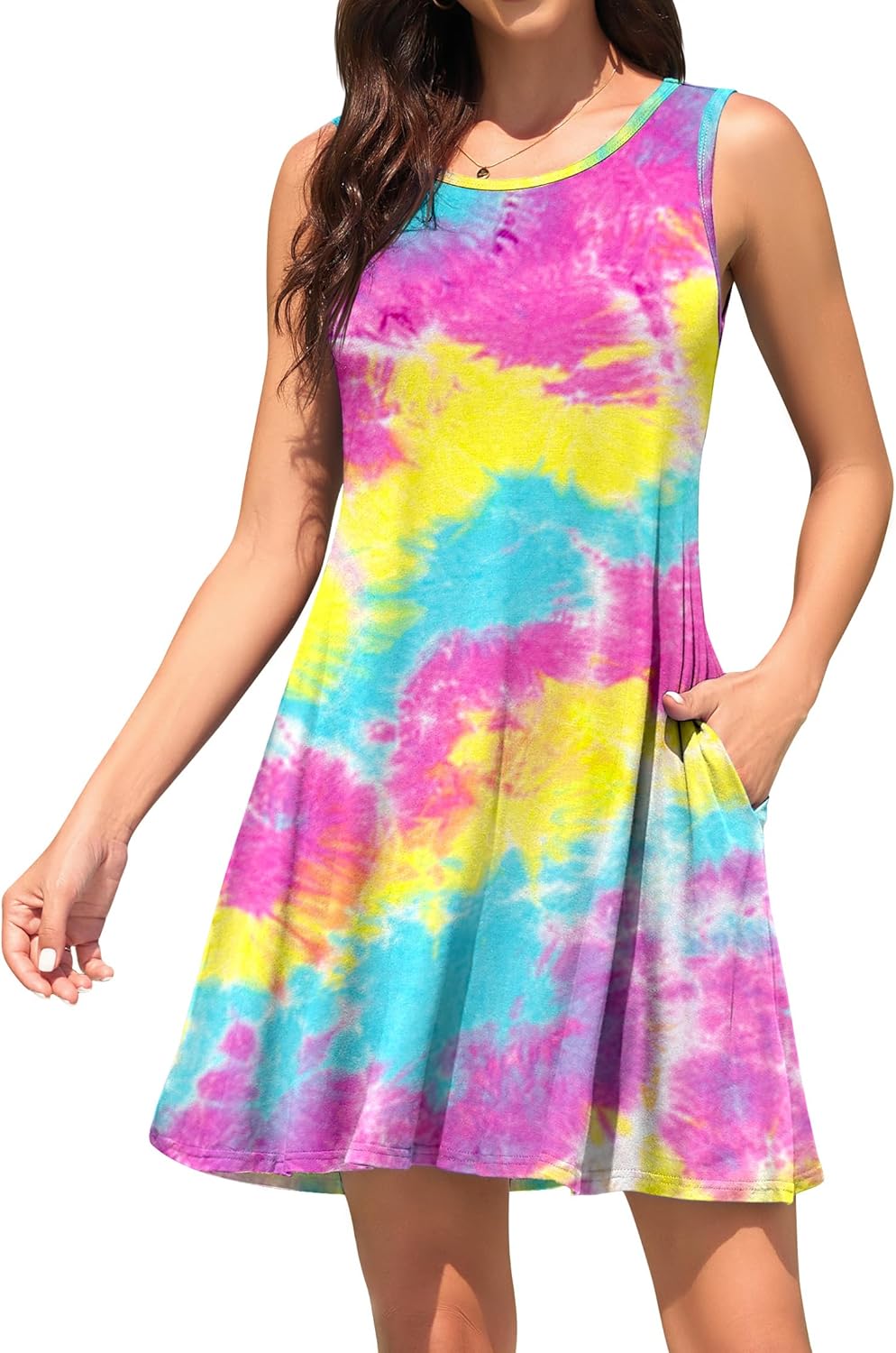 WEACZZY Women Summer Casual Swing T Shirt Dresses Beach Cover up Loose Dress