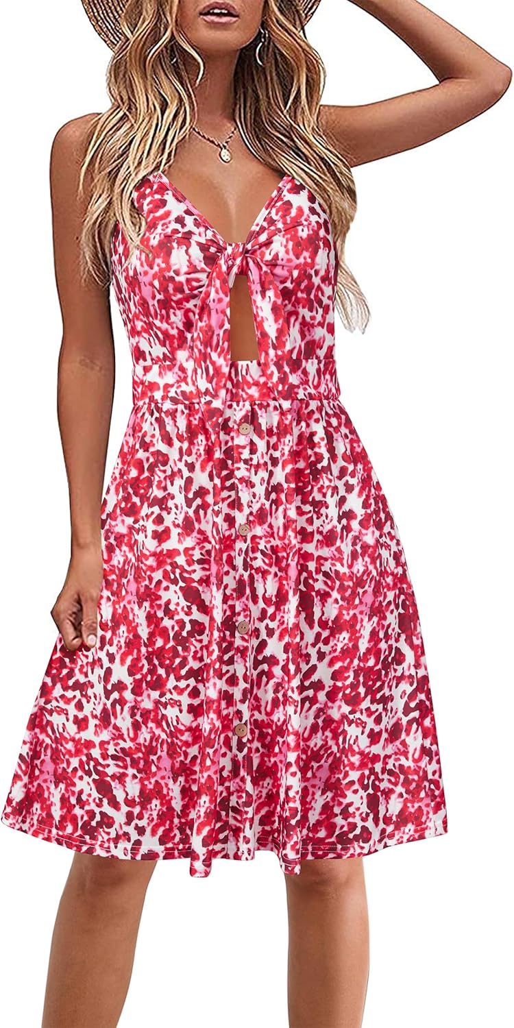 VOTEPRETTY Women's Summer Dresses Spring Sundresses Beach Clothes Outfit Vacation 2024 V Neck Casual Tropical Resort Hawaiian