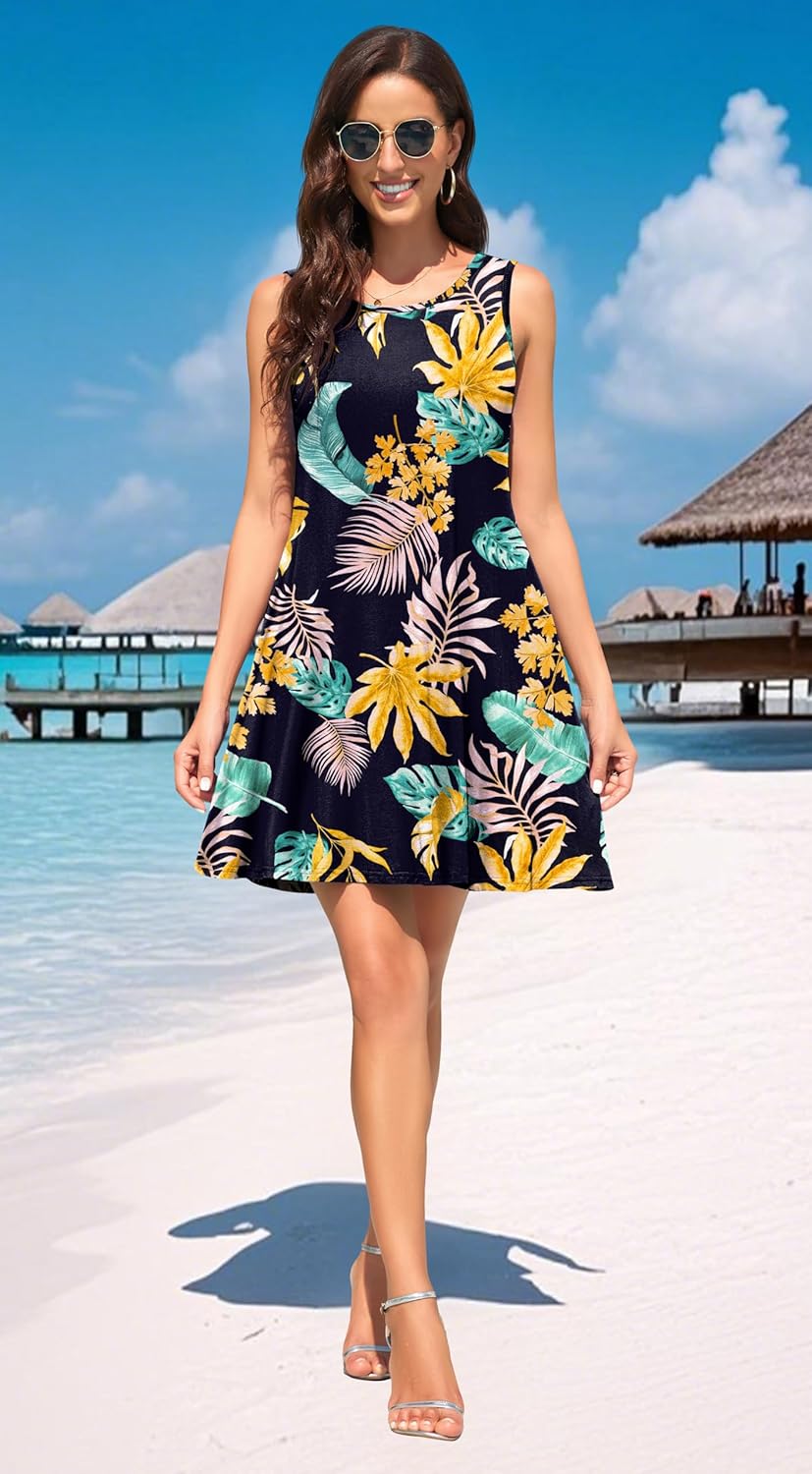 WEACZZY Women Summer Casual Swing T Shirt Dresses Beach Cover up Loose Dress