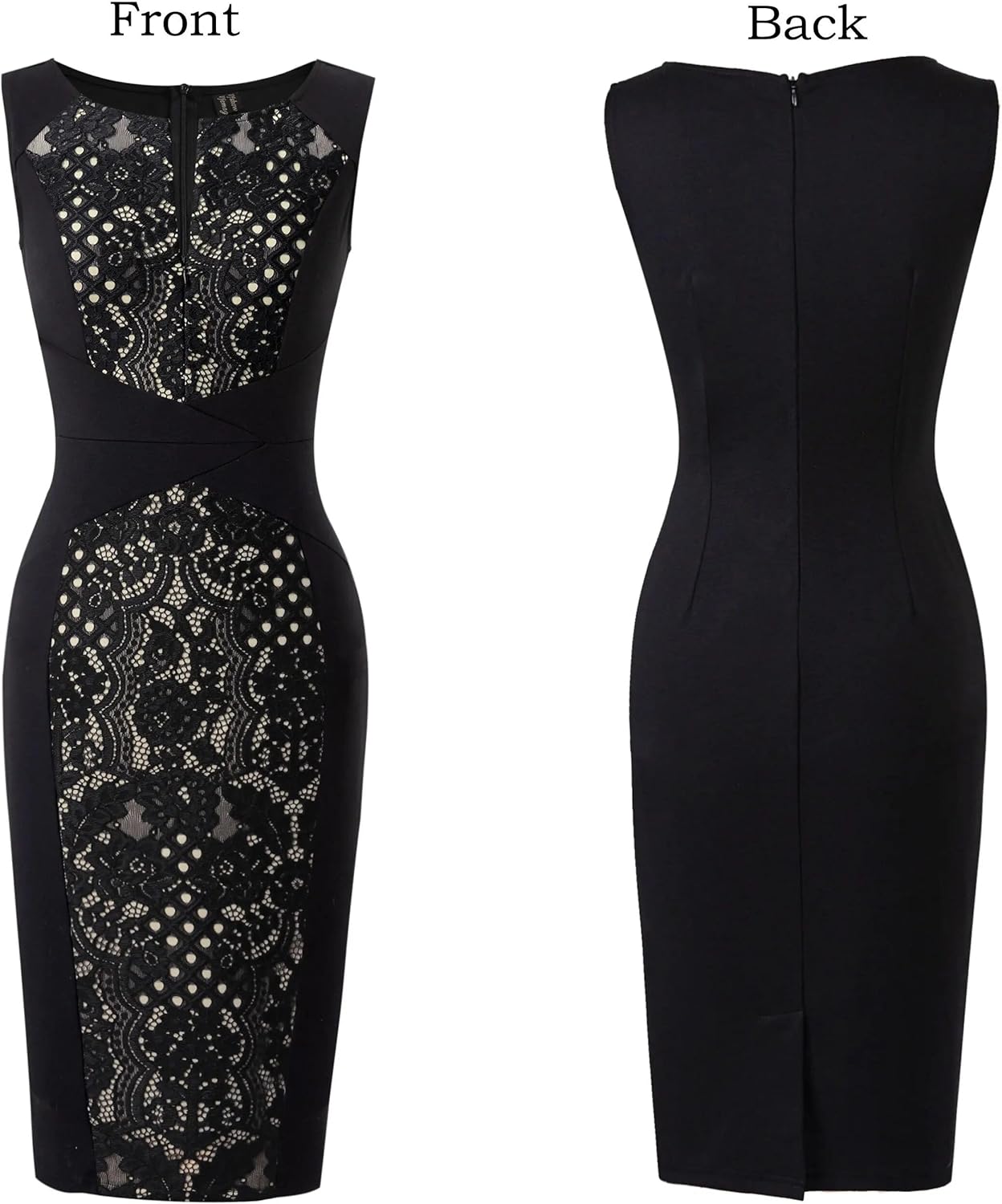 VFSHOW Womens Elegant Slim Front Zipper up Work Business Office Party Sheath Dress