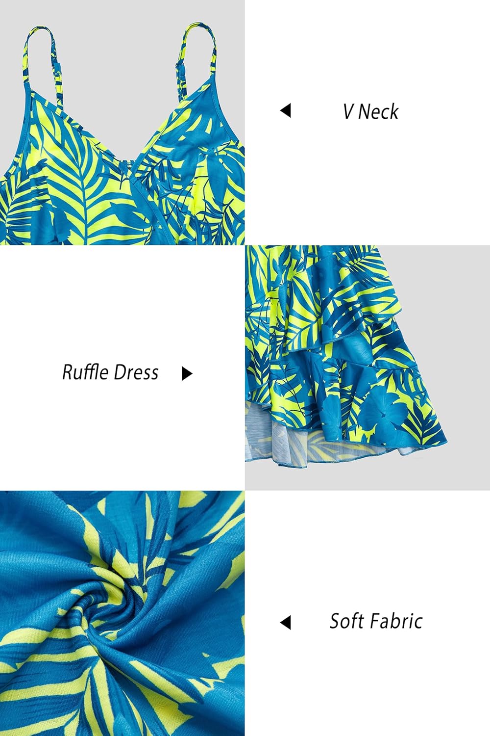 ULTRANICE Womens Summer Dresses Floral V Neck Ruffled Hem Spaghetti Spring Casual Beach Outfits Flowy Wrap Sun Dress