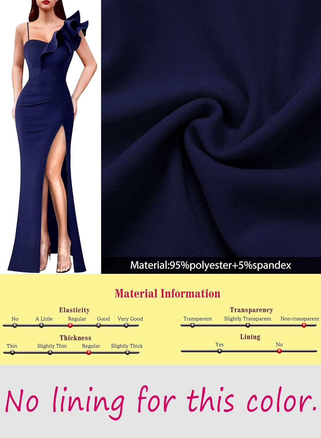 VFSHOW Womens Ruffle One Shoulder Strap Ruched Formal Prom Wedding Maxi Dress V Neck Elegant Split Cocktail Evening Long Gown