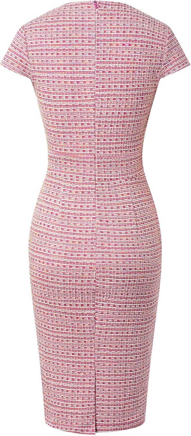 GRACE KARIN Women's Gorgeous Pencil Dress Cap Sleeve Tweed Pencil Dress for Work
