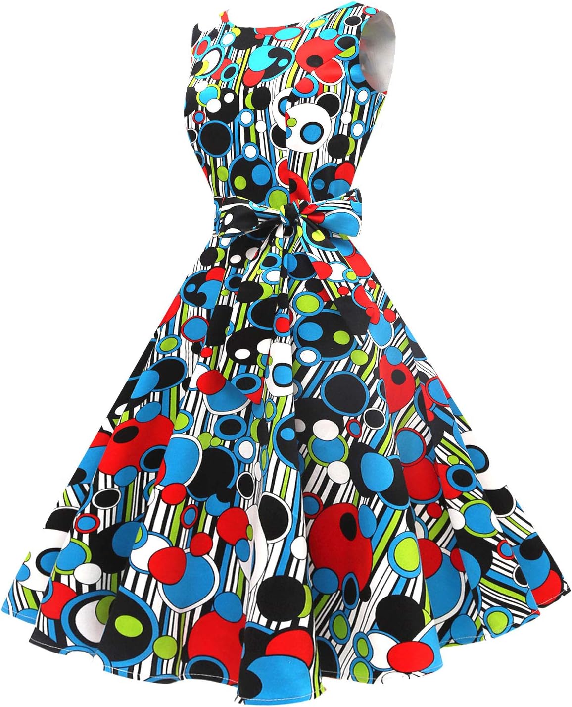 Hanpceirs Women's Boatneck Sleeveless Swing Vintage 1950s Cocktail Dress New