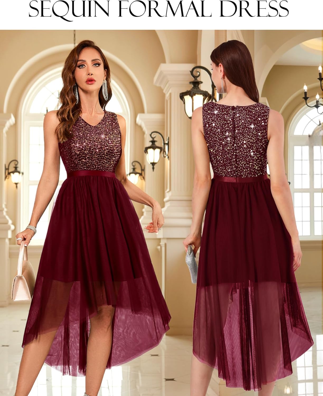 BeryLove Cocktail Prom Dresses 2025 Formal Wedding Guest Dresses Sleeveless Lace High Low Homecoming Dress