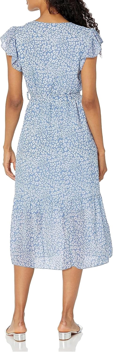 PRETTYGARDEN Women's Summer Floral Boho Dress Wrap V Neck Short Sleeve Ruffle A-Line Flowy Maxi Wedding Guest Dresses