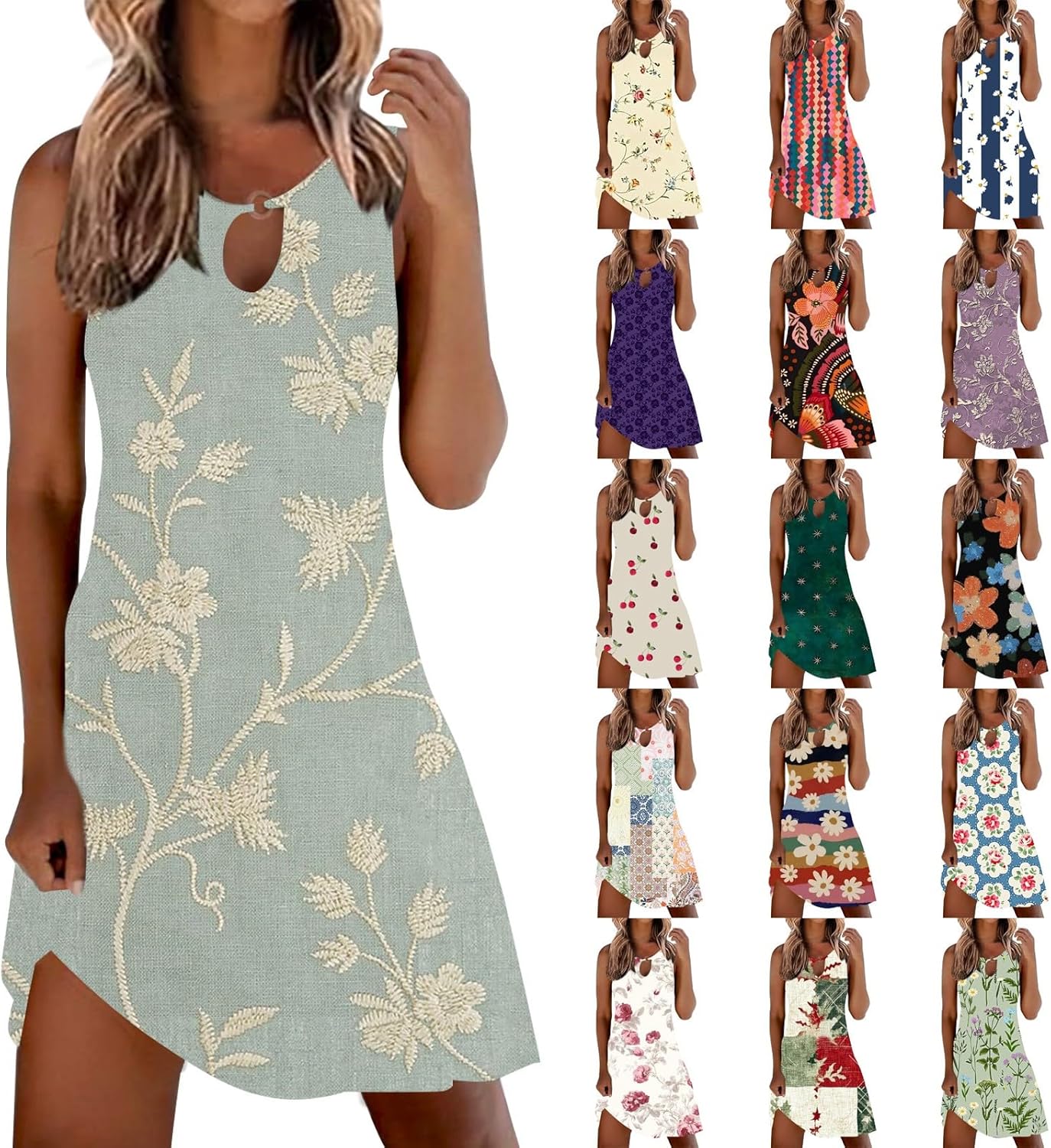 Summer Dresses for Women 2025 Vacation Beach Casual Vintage Midi Sundresses Sexy Sleeveless V Neck Boho Tank Dress