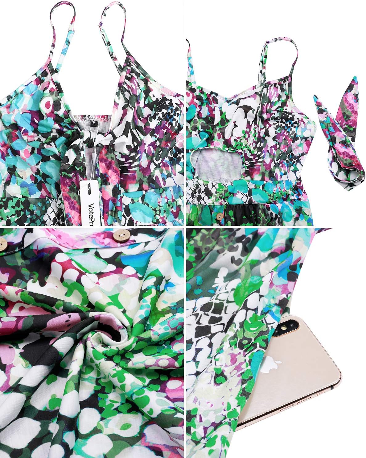 VOTEPRETTY Women's Summer Dresses Spring Sundresses Beach Clothes Outfit Vacation 2024 V Neck Casual Tropical Resort Hawaiian