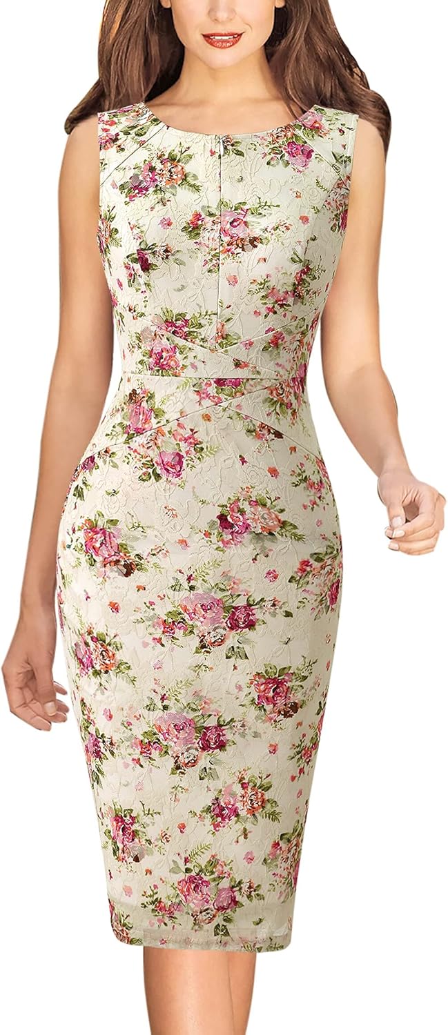 VFSHOW Womens Elegant Slim Front Zipper up Work Business Office Party Sheath Dress