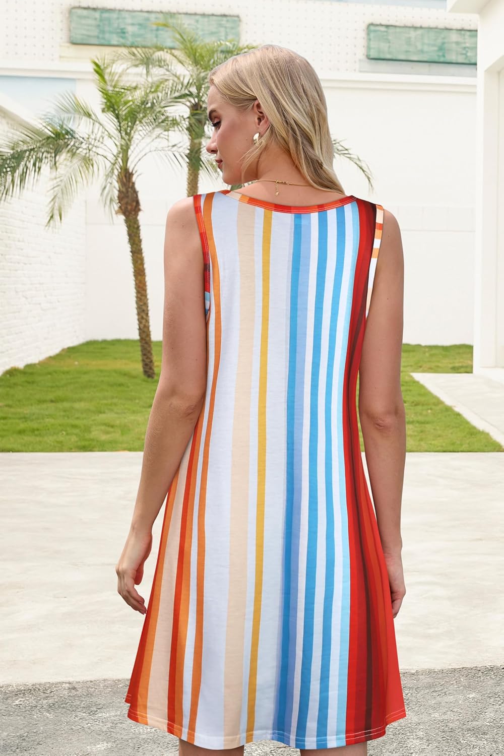 Summer Dresses for Women Beach Boho Sleeveless Vintage Floral Flowy Pocket Tshirt Tank Sundresses