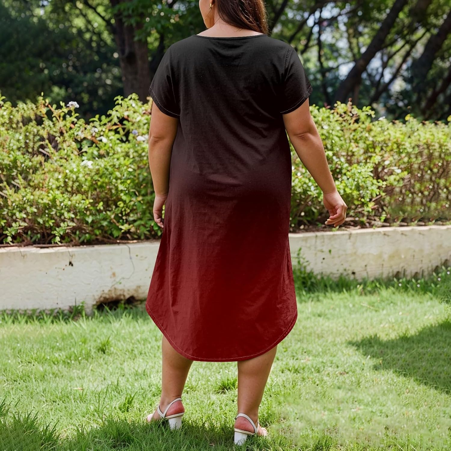 Maxi Dresses for Women 2025 Plus Size Tie Dye V Neck Dress Short Sleeve Side Split Beach Summer Sundress with Pocket