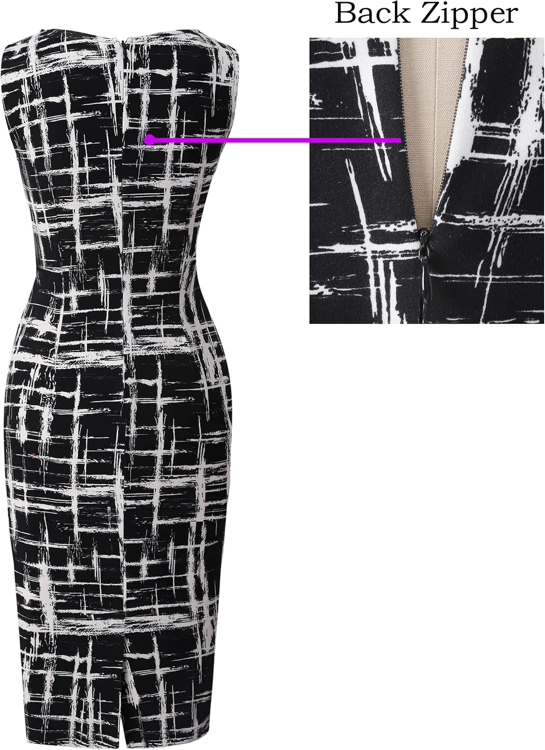 VFSHOW Womens Elegant Slim Front Zipper up Work Business Office Party Sheath Dress